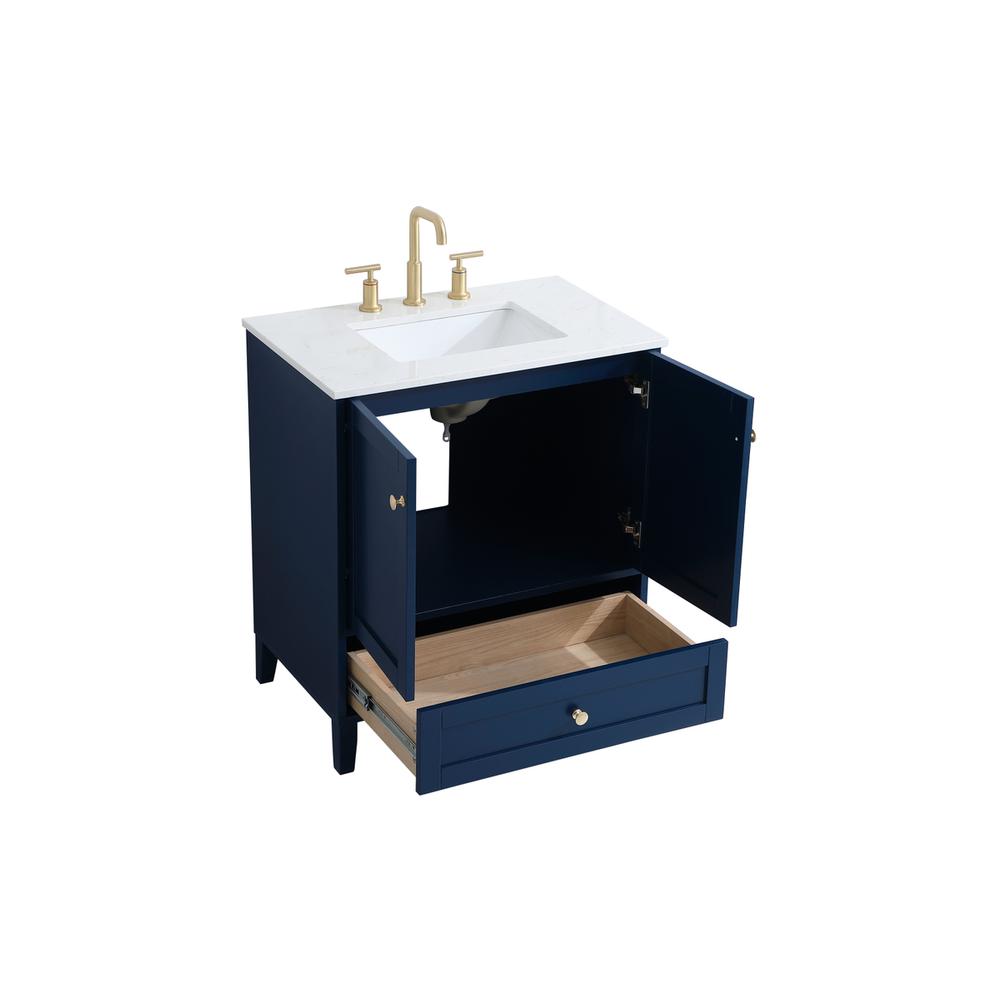 30 inch Single Bathroom Vanity in Blue. Picture 8