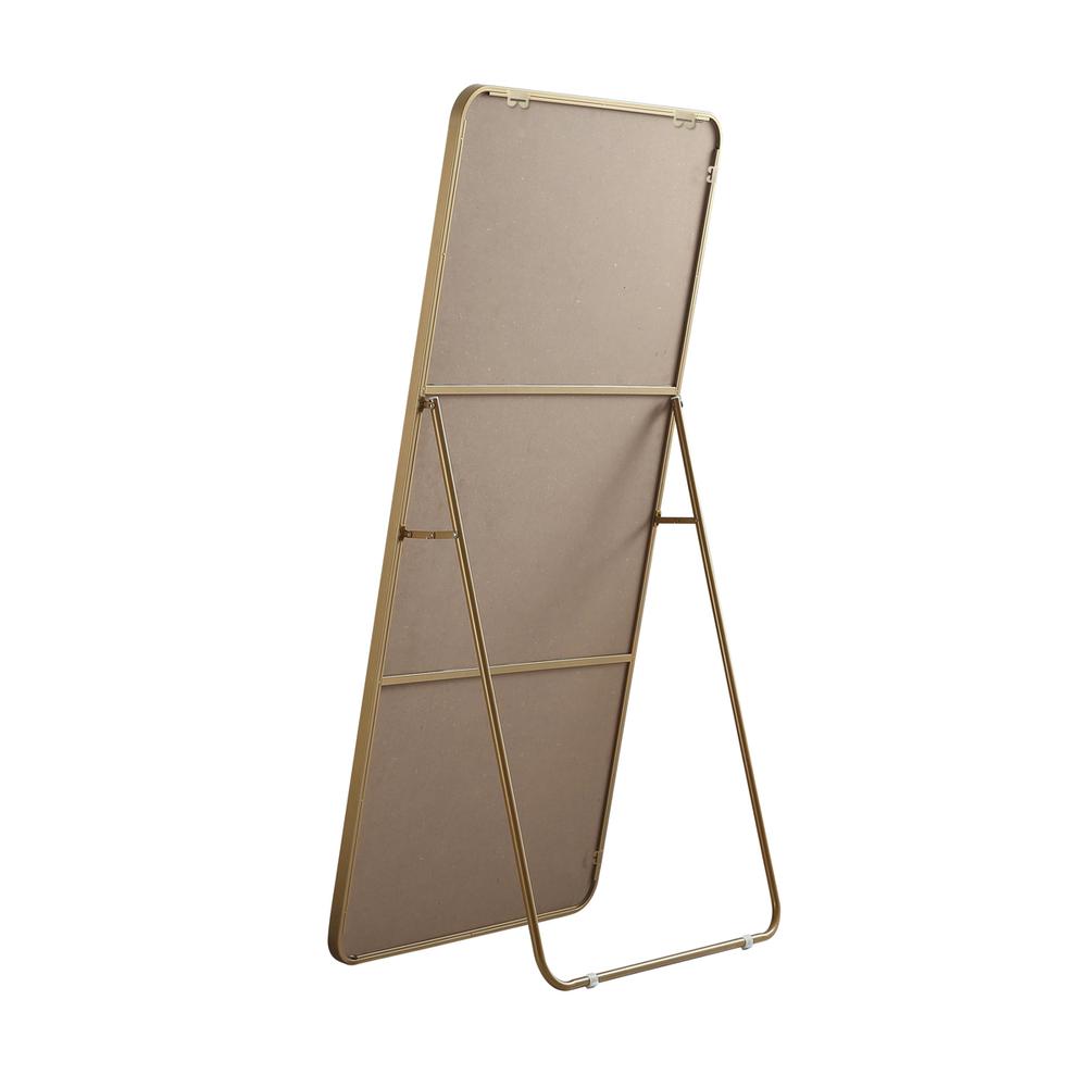 Soft Corner Metal Rectangle Full Length Mirror 30x60 Inch in Brass. Picture 9