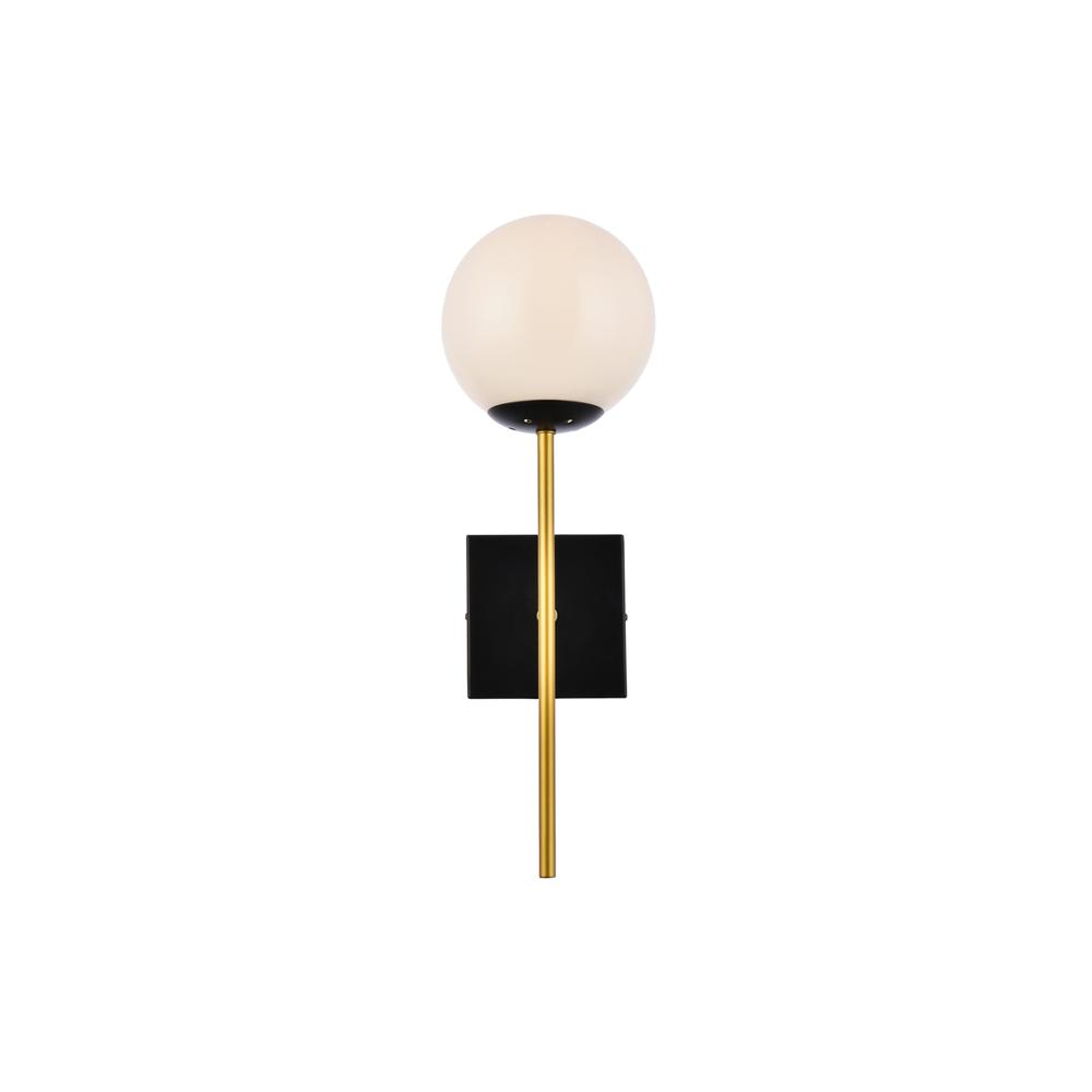 Neri 1 light black and brass and white glass wall sconce. Picture 1