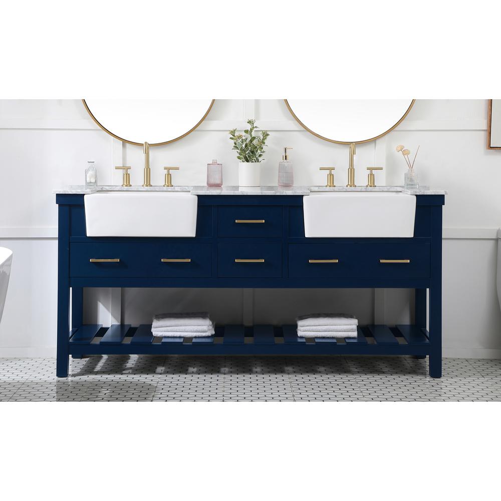 72 inch double bathroom vanity in blue. Picture 14