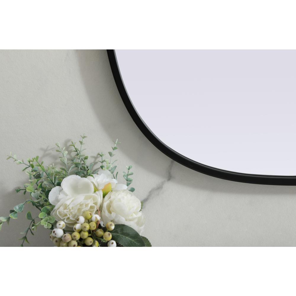 Metal Frame Oval Mirror 24x36 Inch in Black. Picture 5