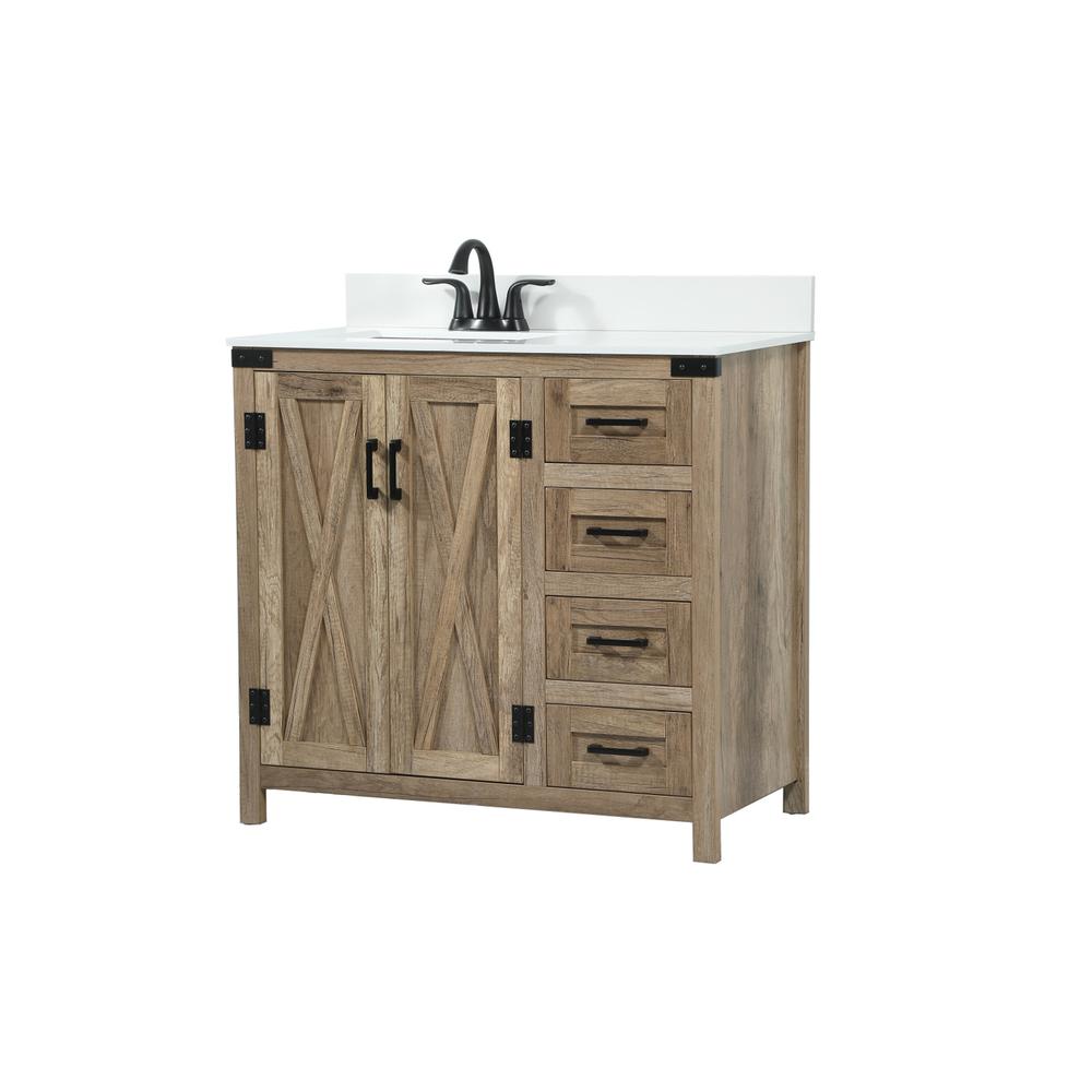 36 inch Single bathroom vanity in natural oak with backsplash. Picture 7