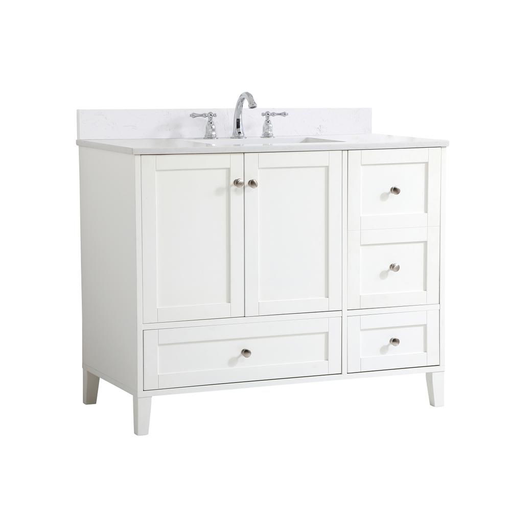 42 inch Single Bathroom Vanity in White with Backsplash. Picture 8