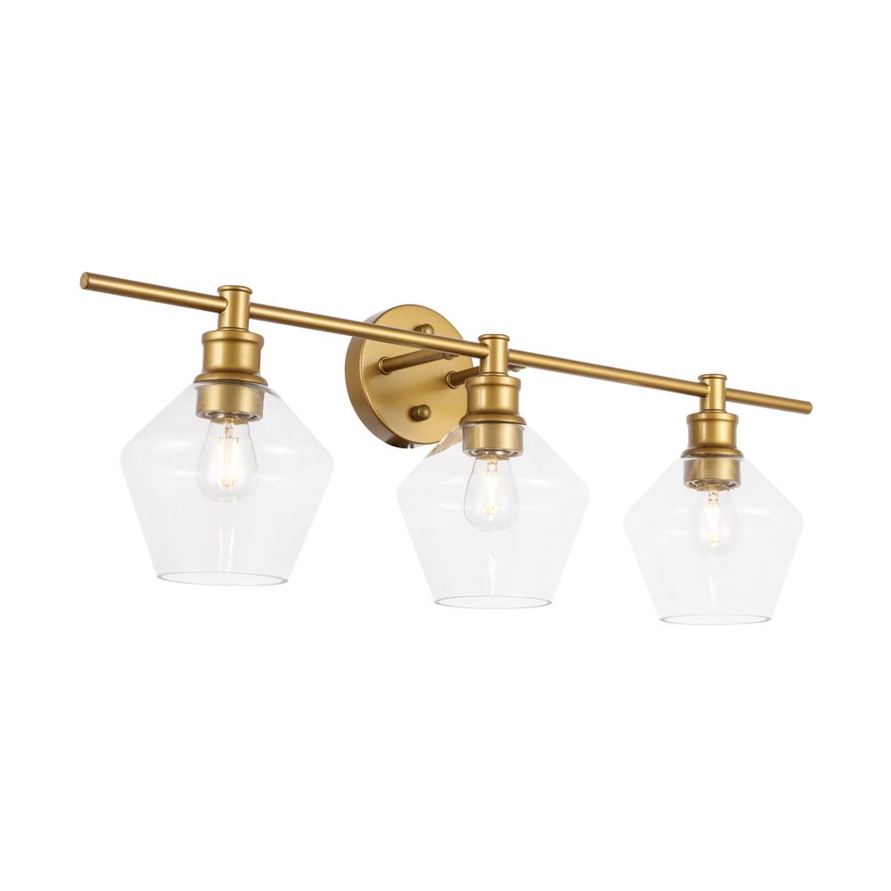 Gene 3 light Brass and Clear glass Wall sconce. Picture 13