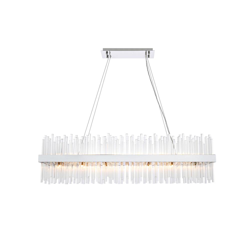 Dallas 48 inch rectangle crystal pendant in chrome. Picture 1