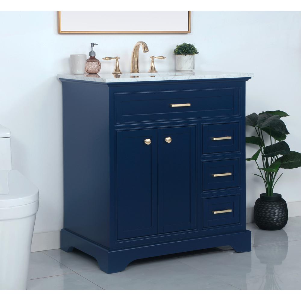 32 inch Single bathroom vanity in Blue. Picture 3