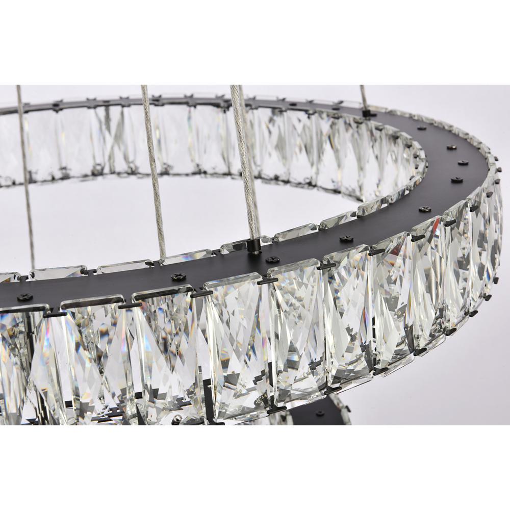 Monroe 32 inch LED triple ring chandelier in black. Picture 5