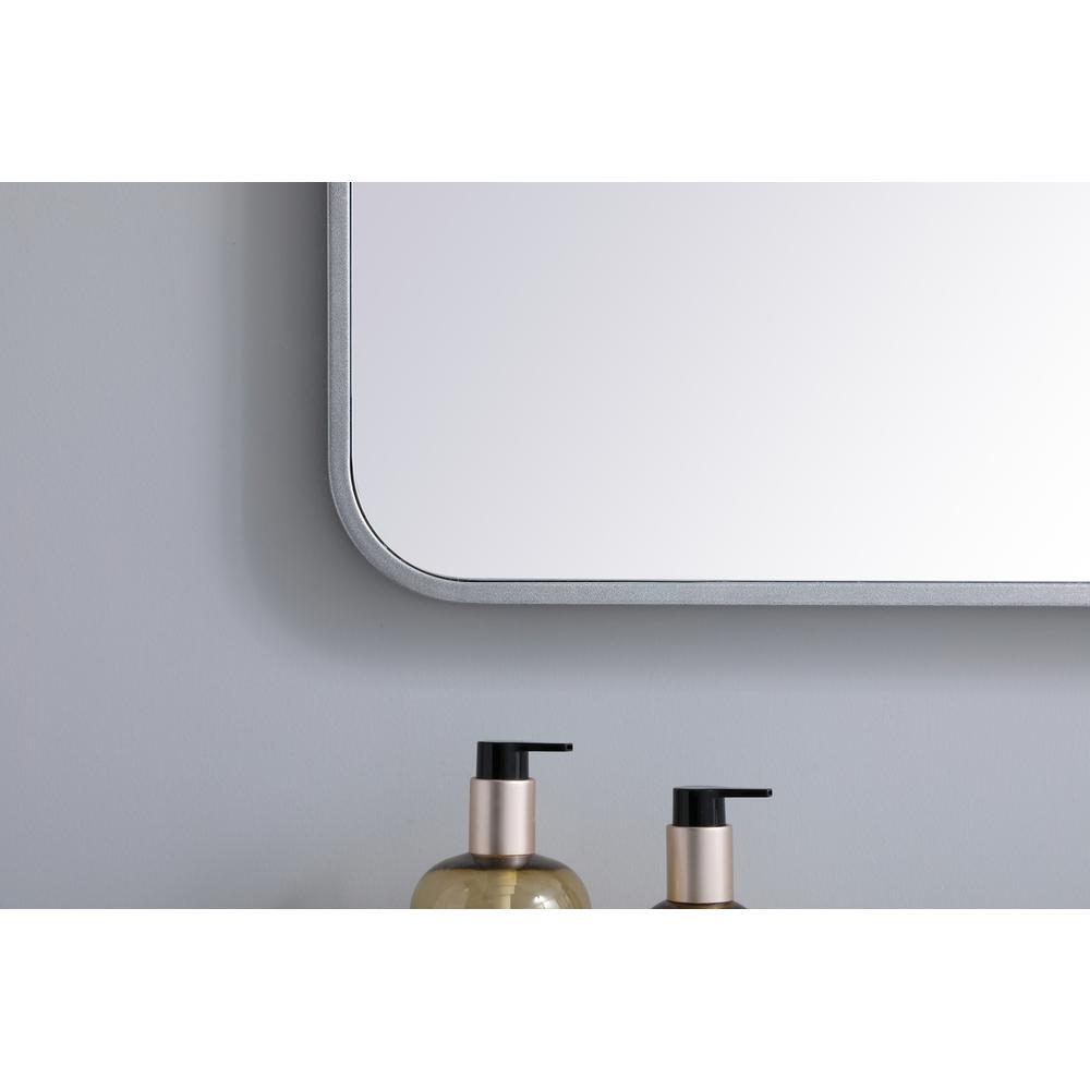 Soft corner metal rectangular mirror 22x40 inch in Silver. Picture 3