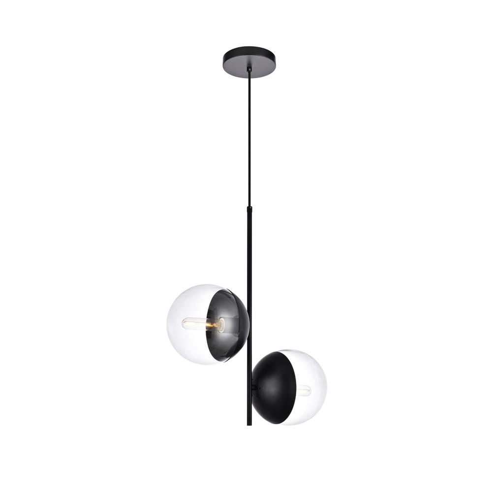 Eclipse 2 Lights Black Pendant With Clear Glass. Picture 2