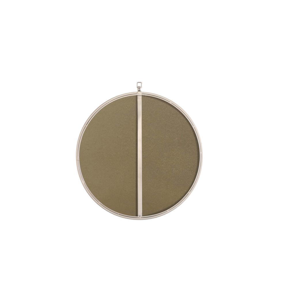 Metal frame Round Mirror with decorative hook 24 inch Silver finish. Picture 9