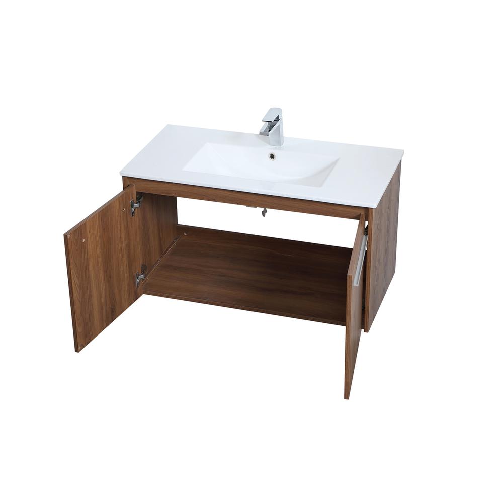 36 inch  Single Bathroom Floating Vanity in Walnut Brown. Picture 8