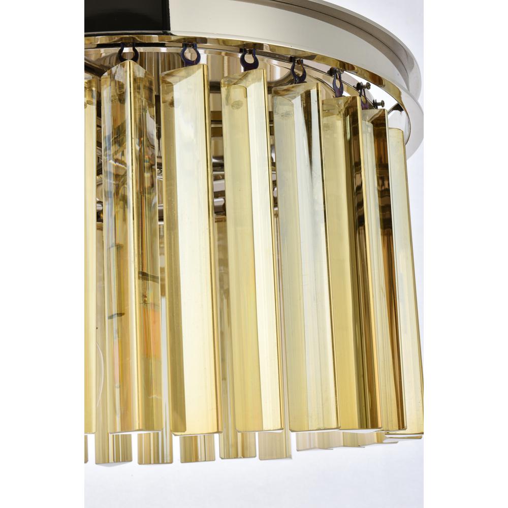 Sydney 3 light polished nickel Flush Mount Golden Teak (Smoky) Royal Cut Crystal. Picture 5