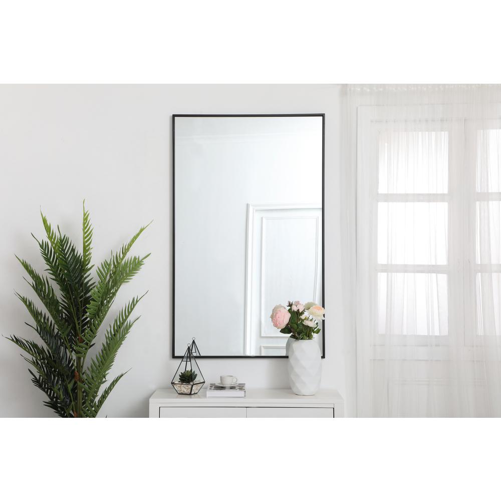 Metal frame rectangle mirror 30 inch in Black. Picture 12