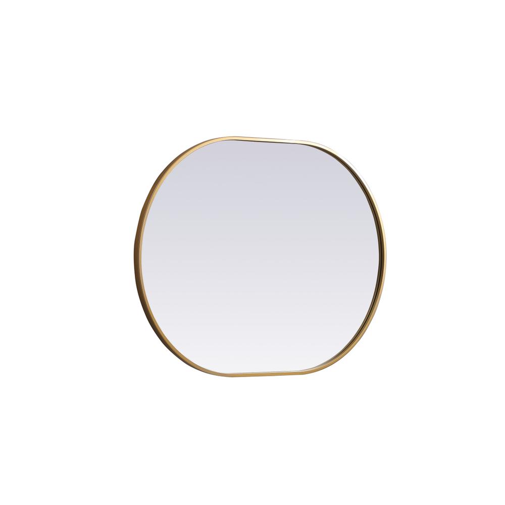 Metal Frame Oval Mirror 27x36 Inch in Brass. Picture 9
