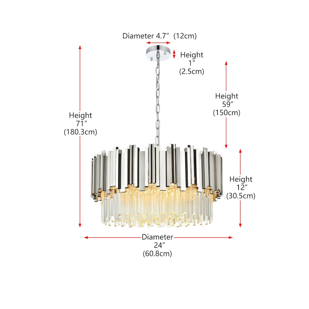 Willow 24 Inch Chandelier In Chrome. Picture 8