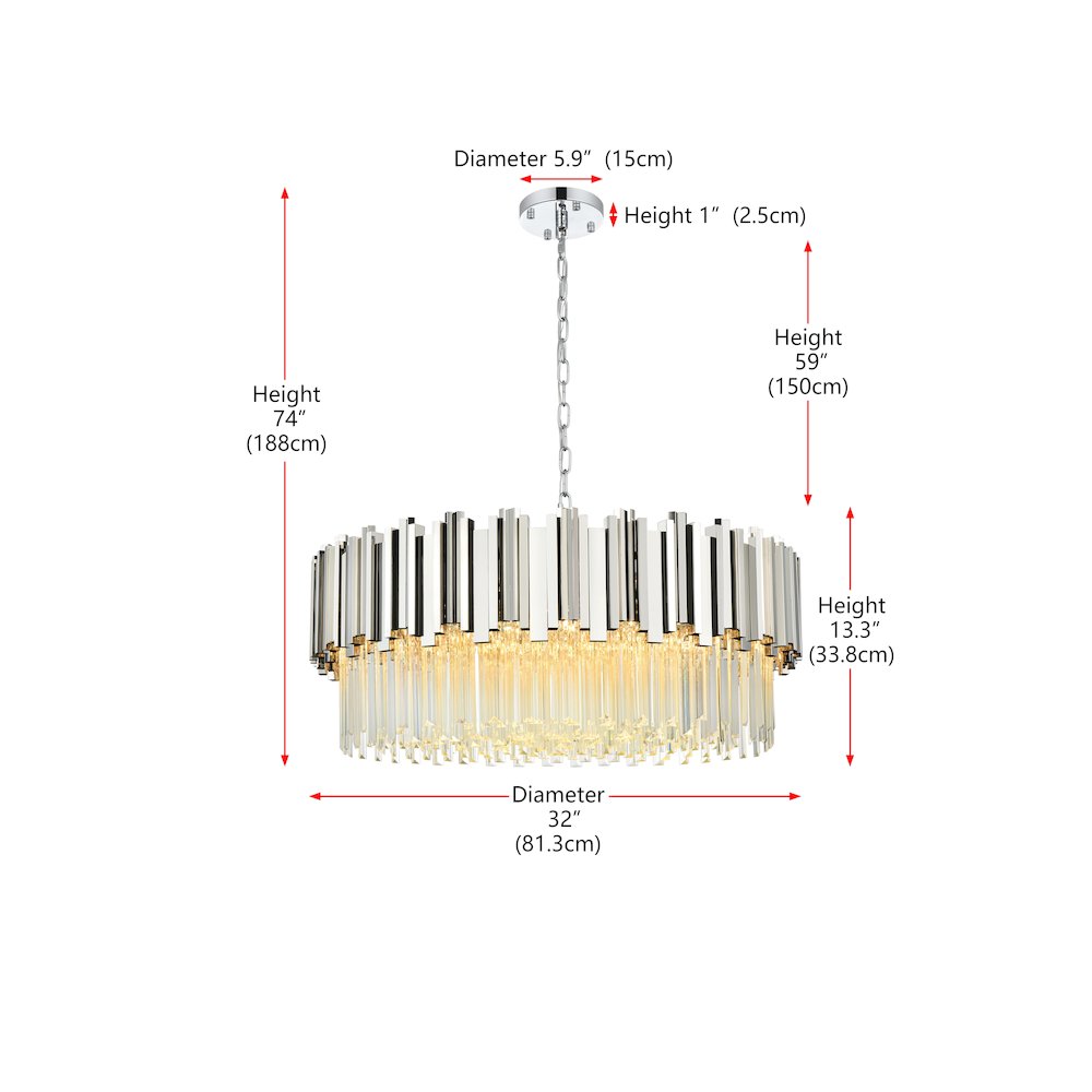 Willow 32 Inch Chandelier In Chrome. Picture 8