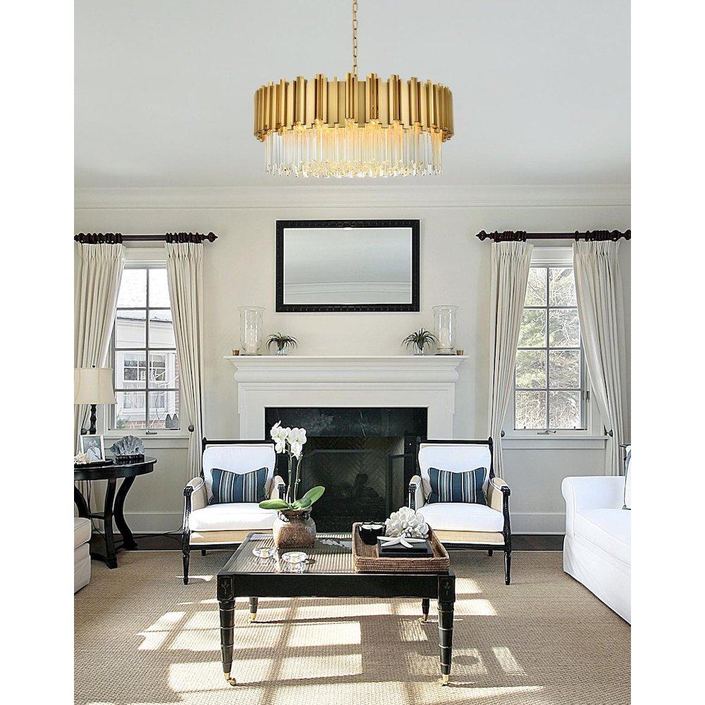 Willow 32 Inch Chandelier In Satin Gold. Picture 2