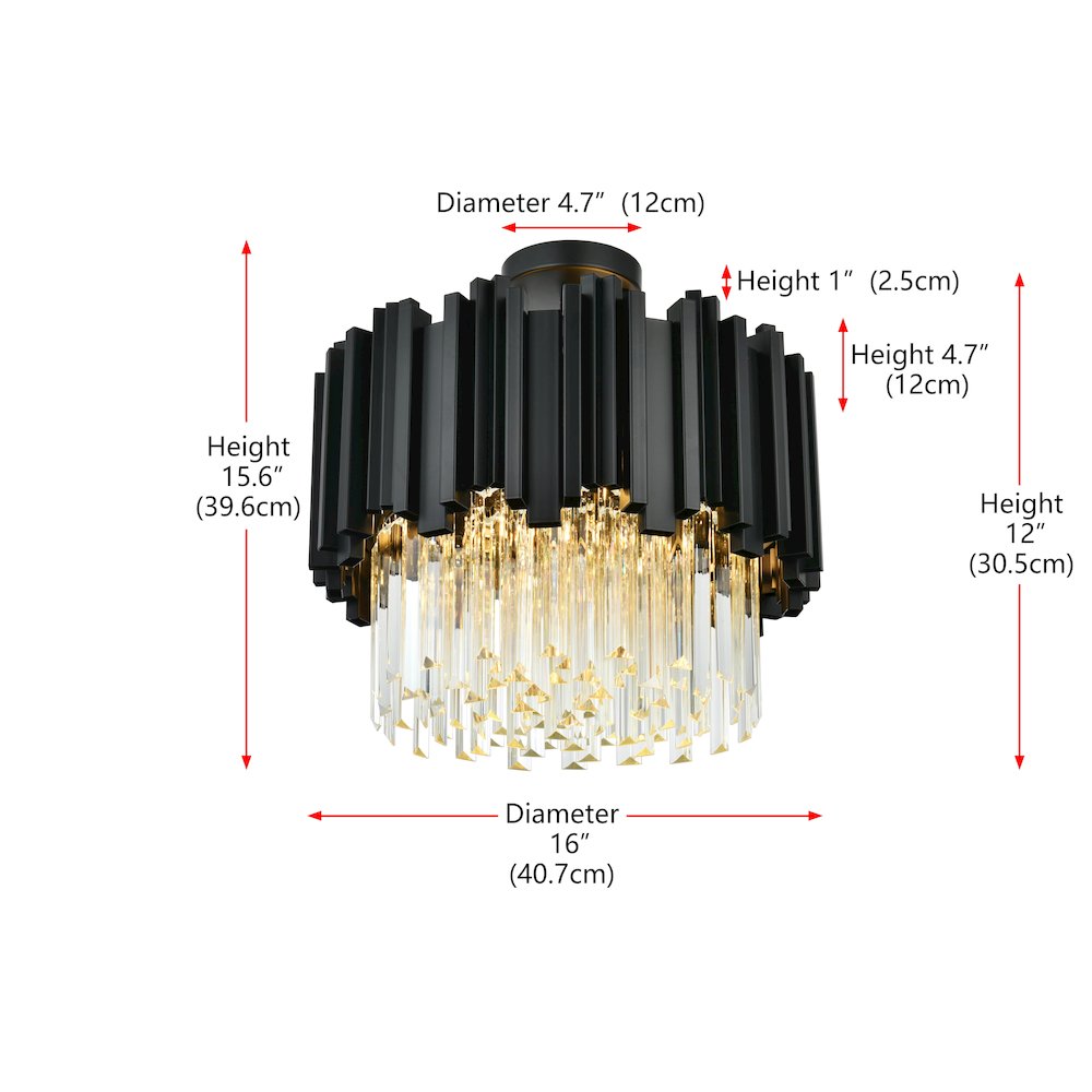Willow 16 Inch Flush Mount In Black. Picture 8