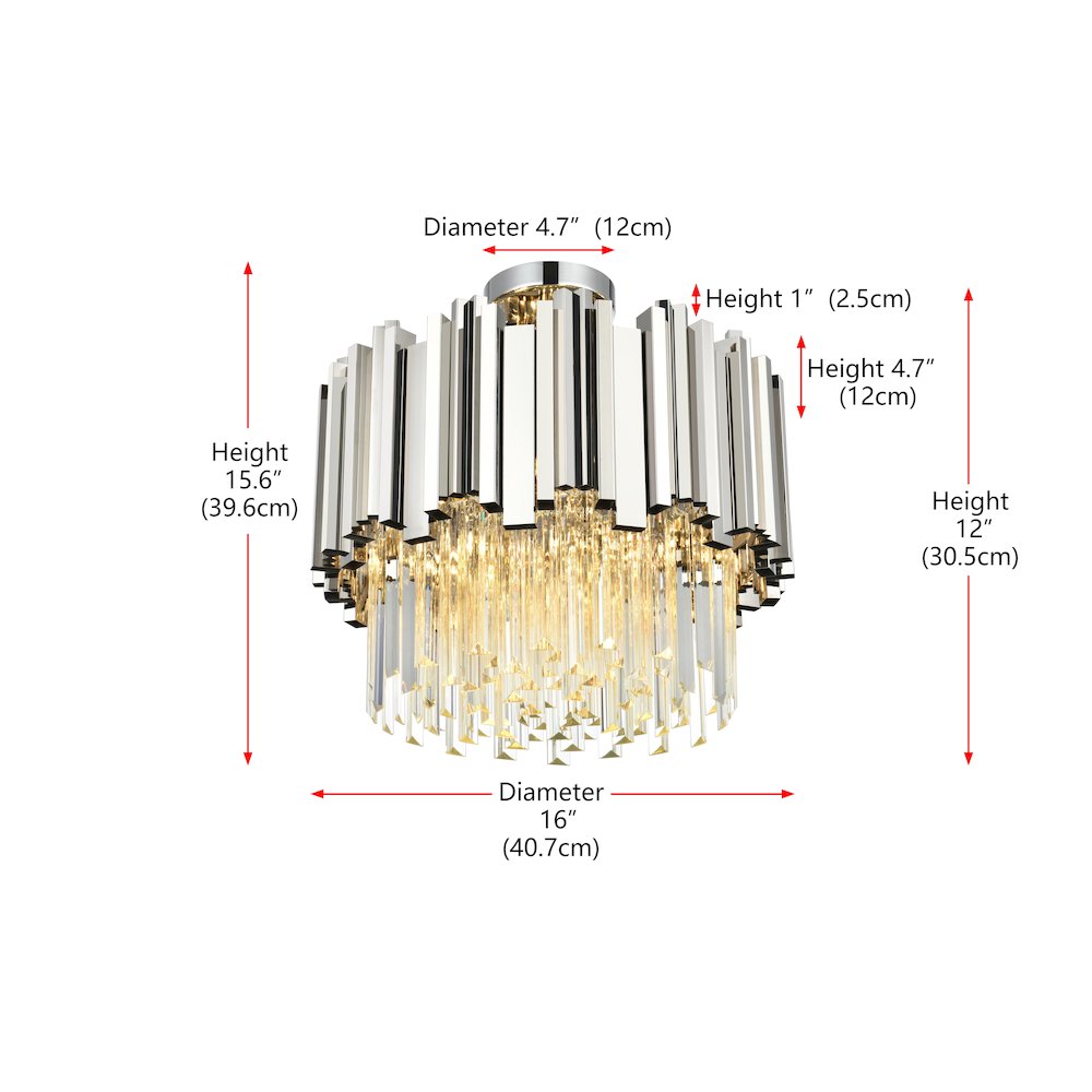 Willow 16 Inch Flush Mount In Chrome. Picture 8