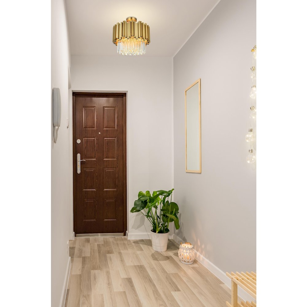 Willow 16 Inch Flush Mount In Satin Gold. Picture 2