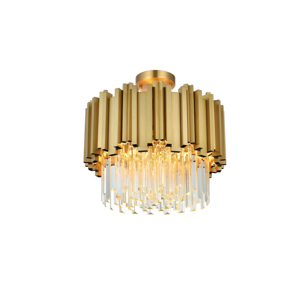 Willow 16 Inch Flush Mount In Satin Gold. Picture 3