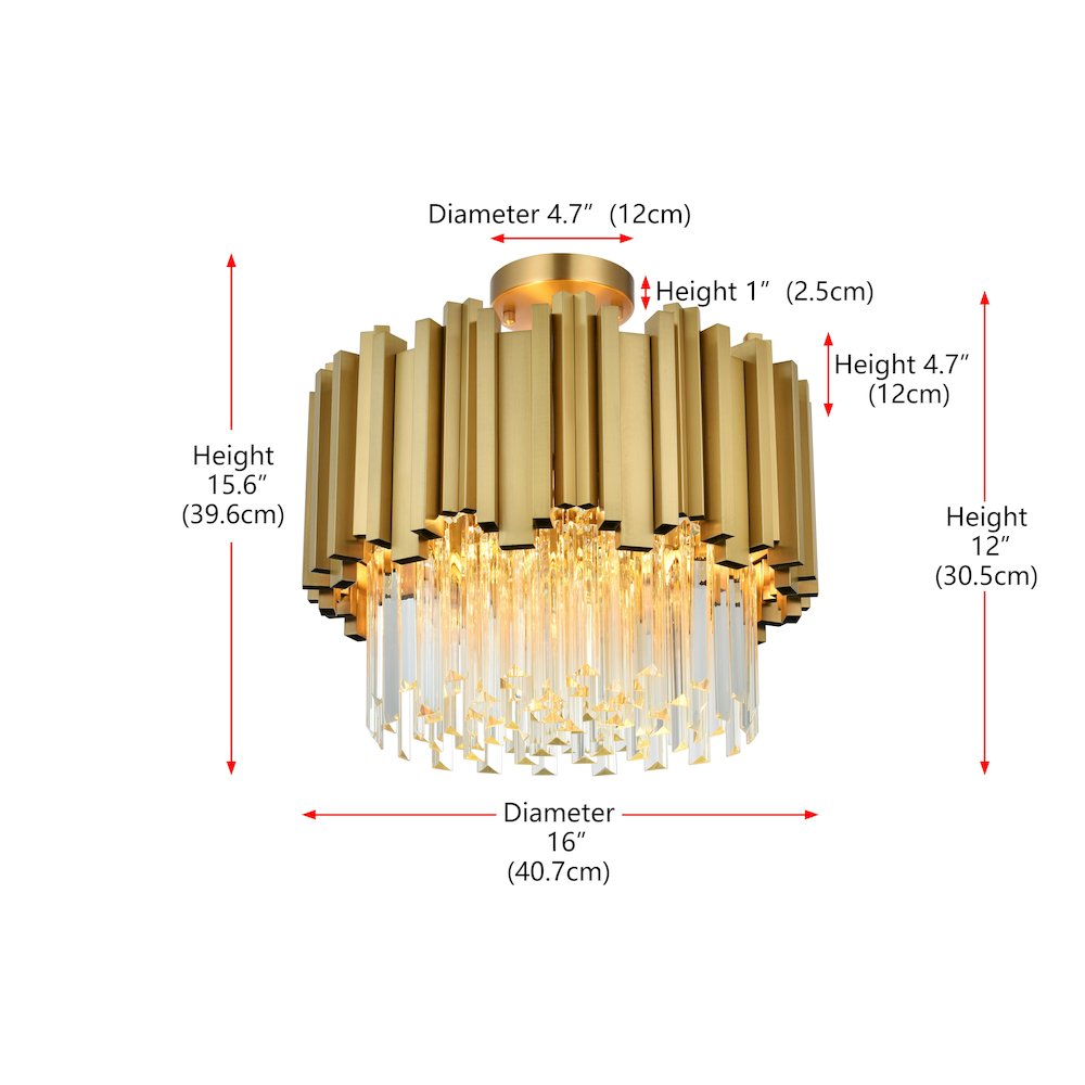 Willow 16 Inch Flush Mount In Satin Gold. Picture 8