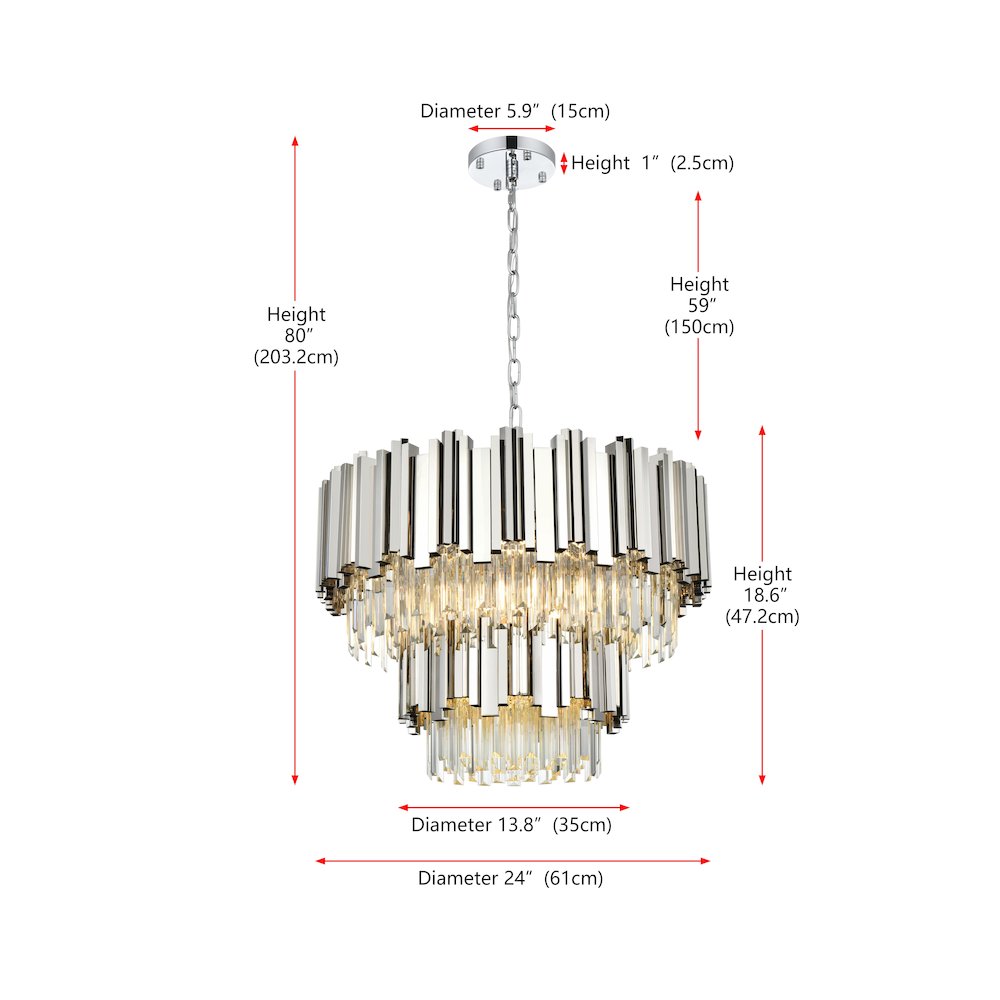 Willow 24 Inch Chandelier In Chrome. Picture 8