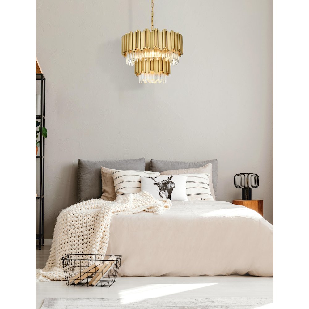 Willow 24 Inch Chandelier In Satin Gold. Picture 2