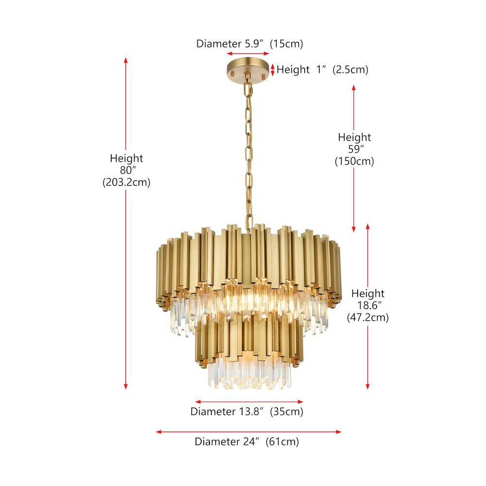 Willow 24 Inch Chandelier In Satin Gold. Picture 8