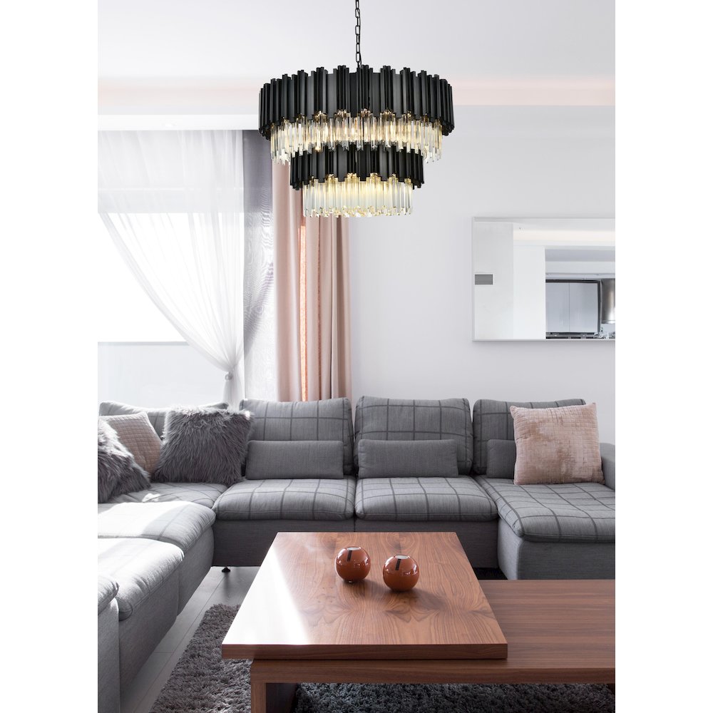 Willow 32 Inch Chandelier In Black. Picture 2