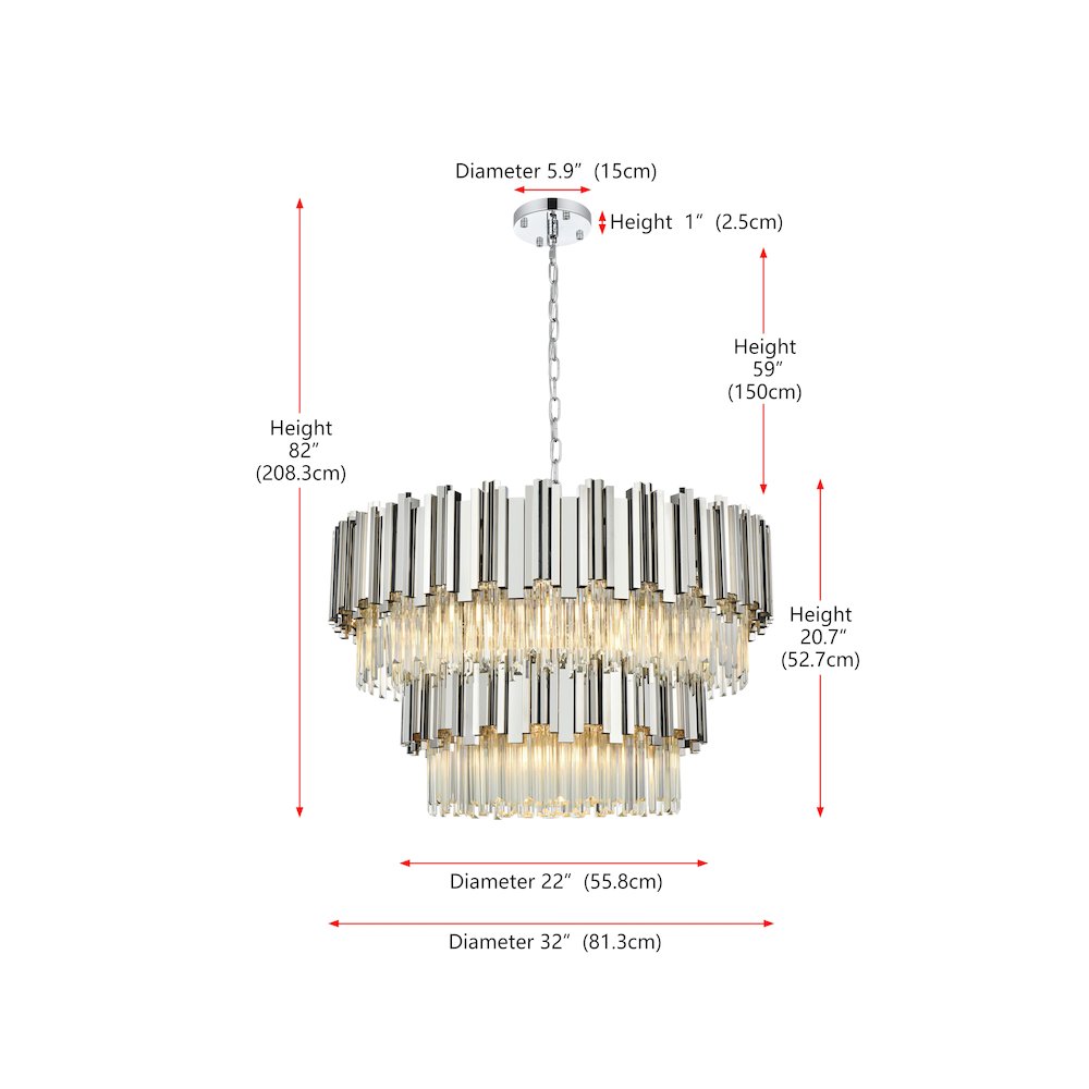 Willow 32 Inch Chandelier In Chrome. Picture 8