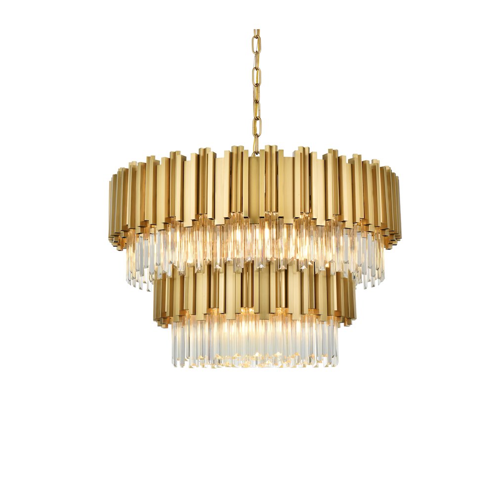 Willow 32 Inch Chandelier In Satin Gold. Picture 3