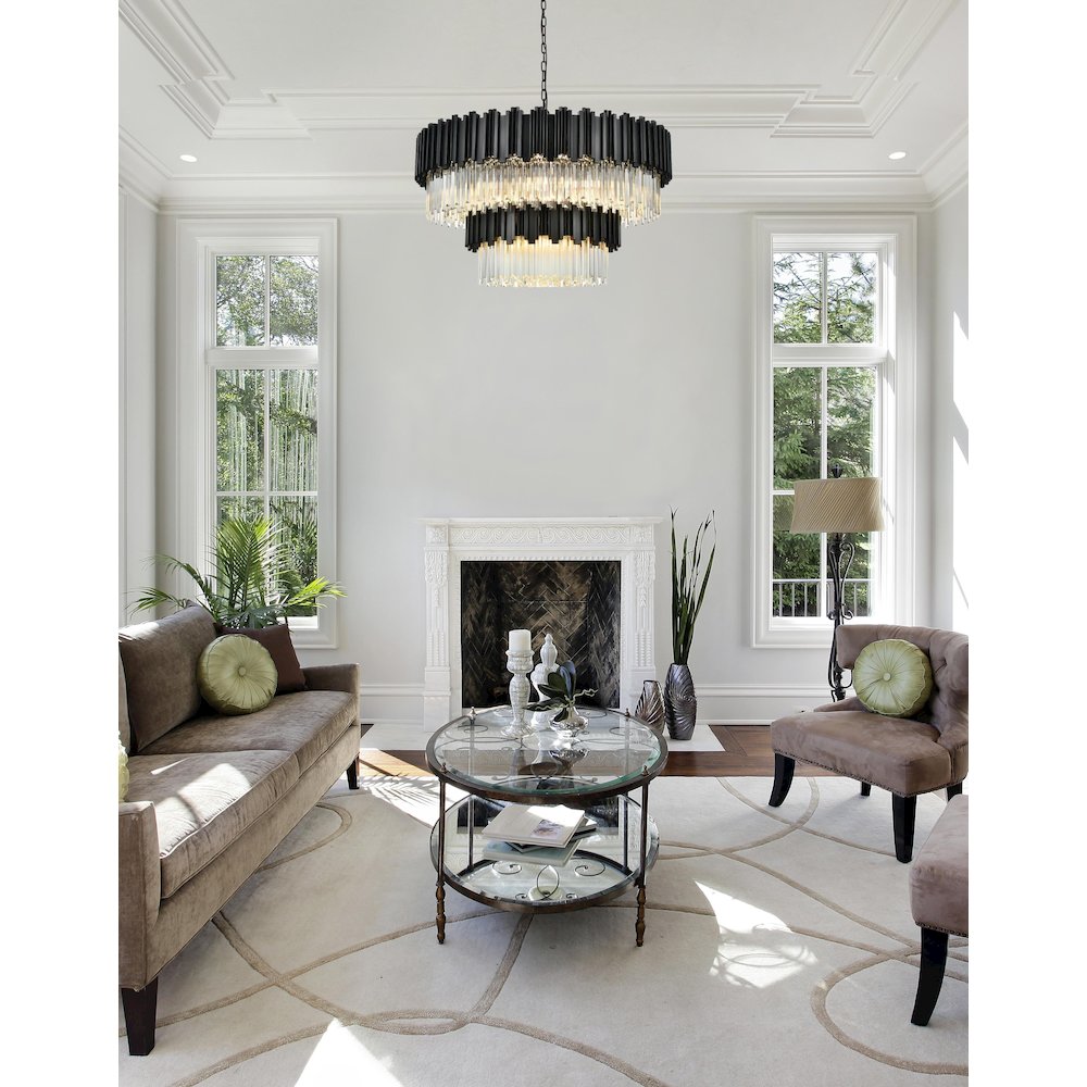 Willow 40 Inch Chandelier In Black. Picture 2