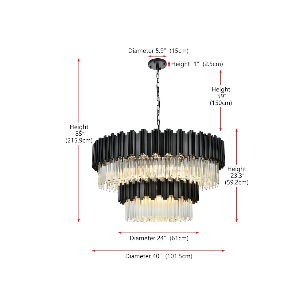 Willow 40 Inch Chandelier In Black. Picture 8