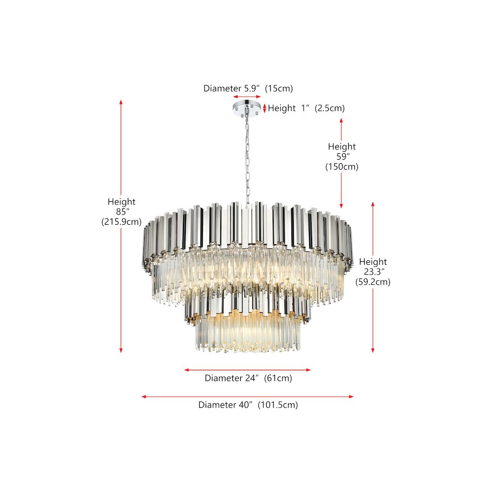 Willow 40 Inch Chandelier In Chrome. Picture 8