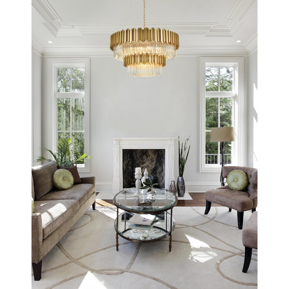 Willow 40 Inch Chandelier In Satin Gold. Picture 2