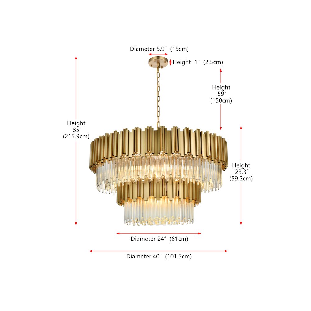 Willow 40 Inch Chandelier In Satin Gold. Picture 8