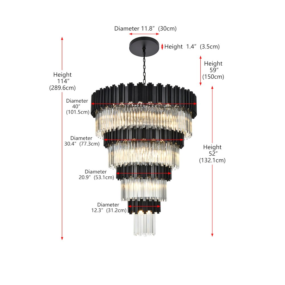 Willow 40 Inch Chandelier In Black. Picture 8