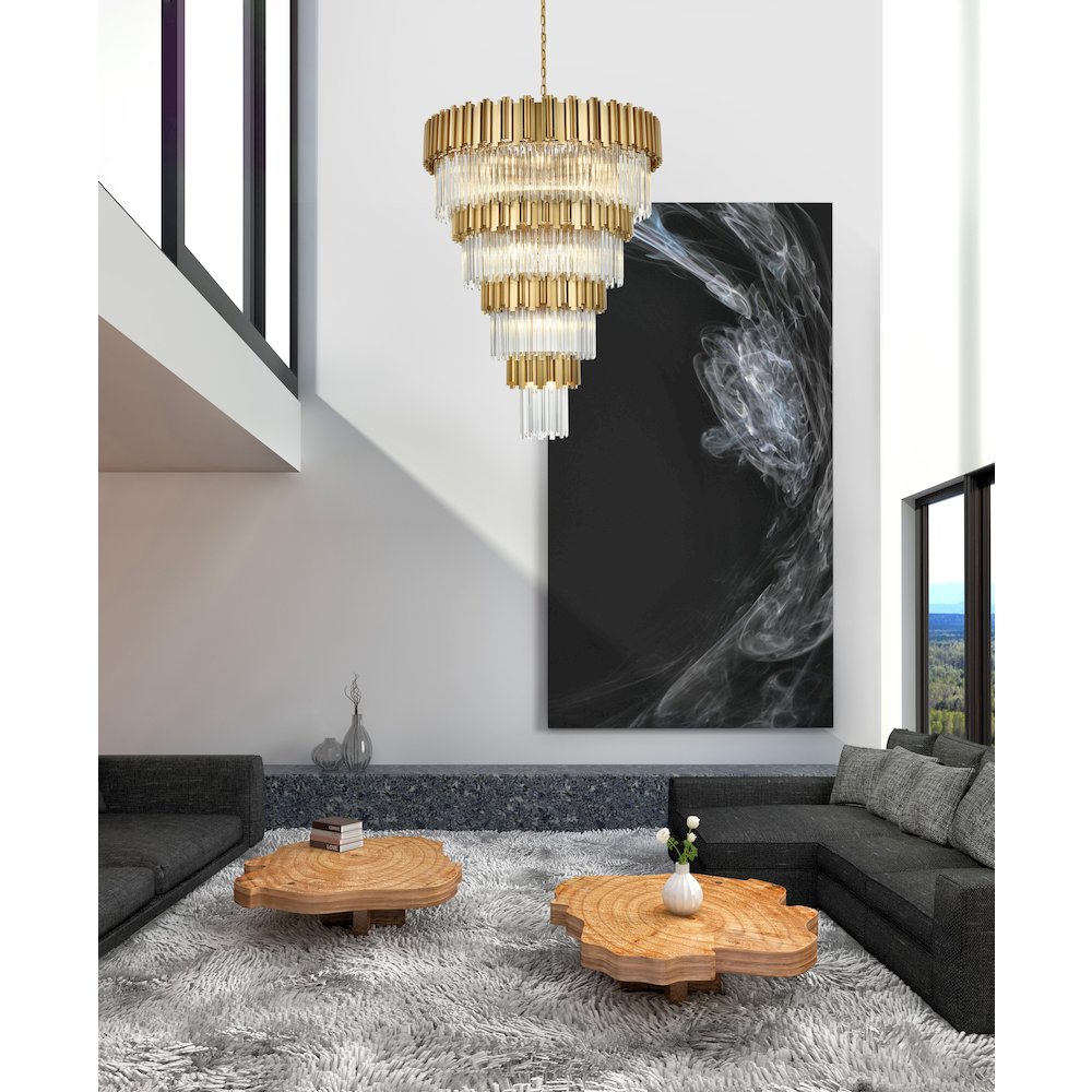 Willow 40 Inch Chandelier In Satin Gold. Picture 2