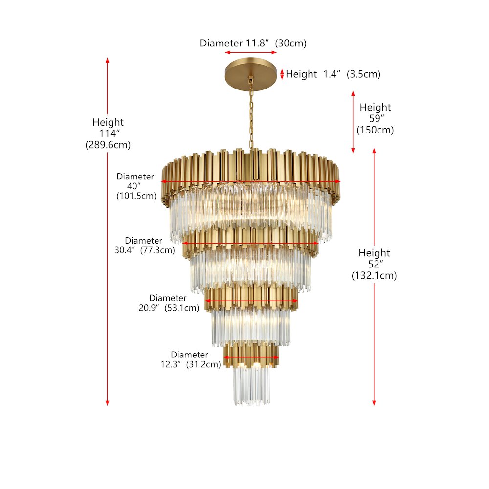 Willow 40 Inch Chandelier In Satin Gold. Picture 8