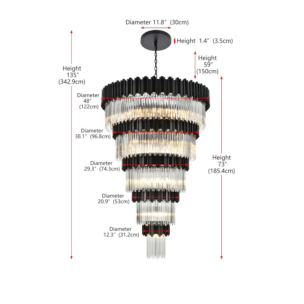 Willow 48 Inch Chandelier In Black. Picture 8