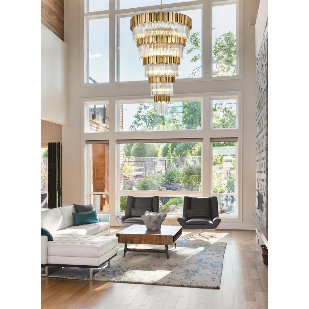 Willow 48 Inch Chandelier In Satin Gold. Picture 2