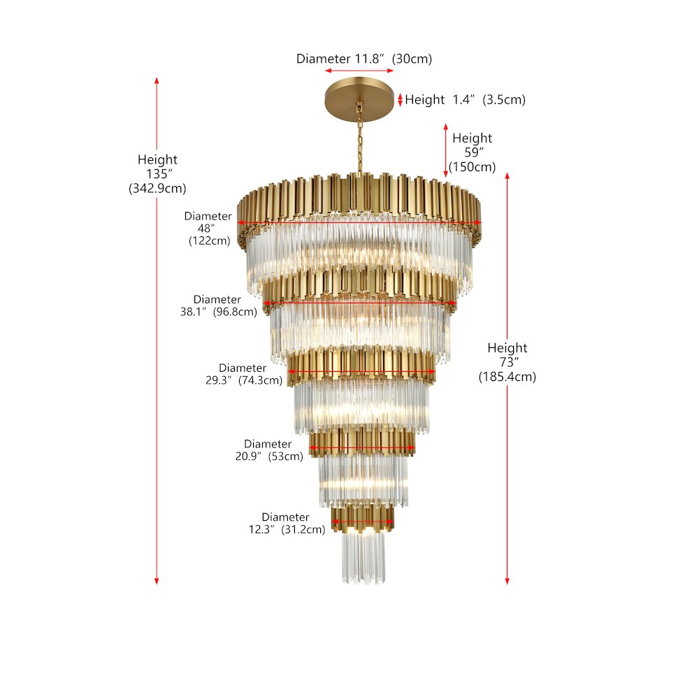 Willow 48 Inch Chandelier In Satin Gold. Picture 8
