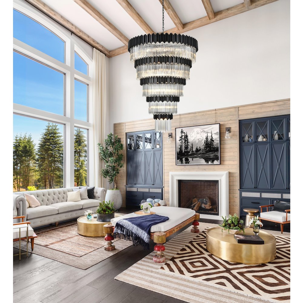 Willow 59 Inch Chandelier In Black. Picture 2