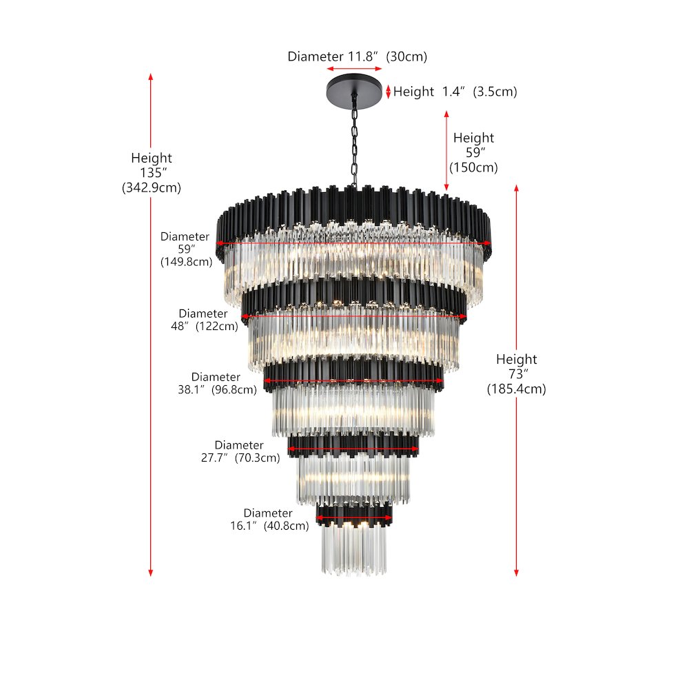 Willow 59 Inch Chandelier In Black. Picture 8