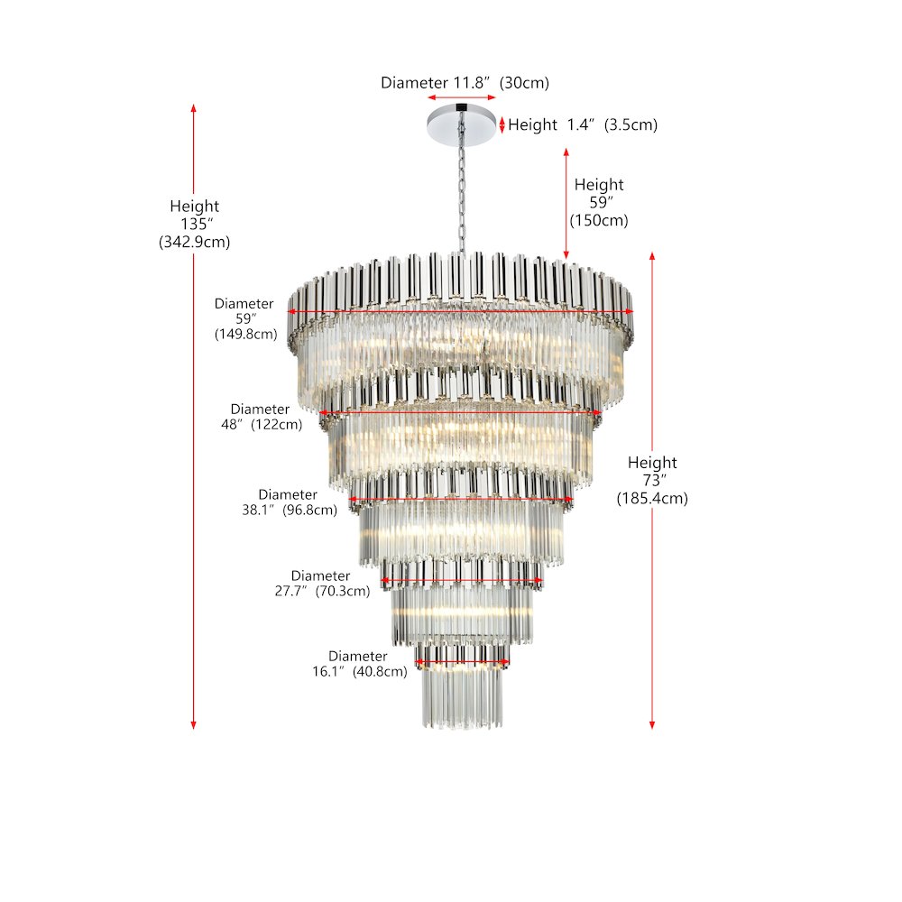 Willow 59 Inch Chandelier In Chrome. Picture 8