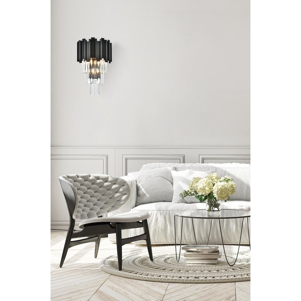 Willow 12 Inch Wall Sconce In Black. Picture 2