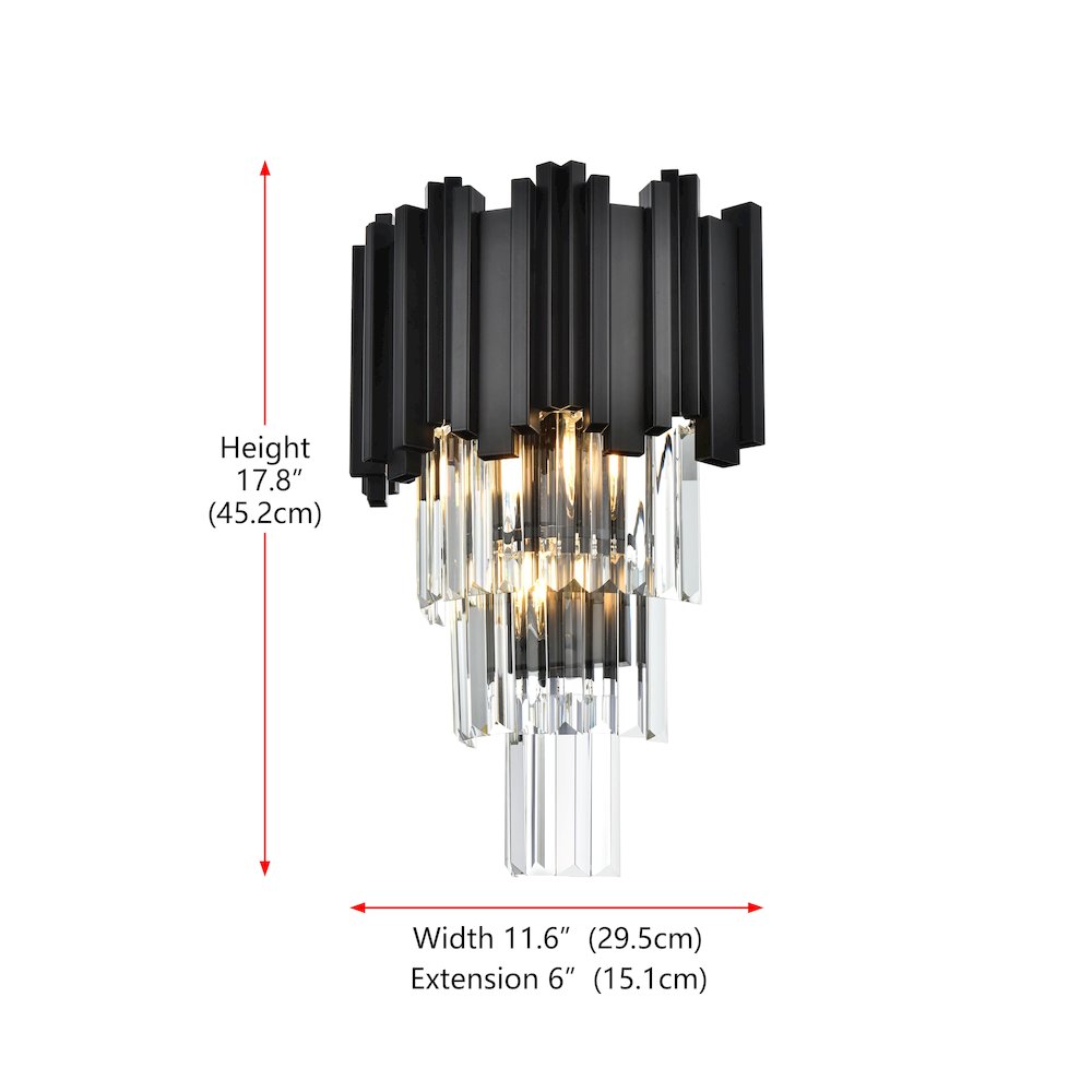 Willow 12 Inch Wall Sconce In Black. Picture 8