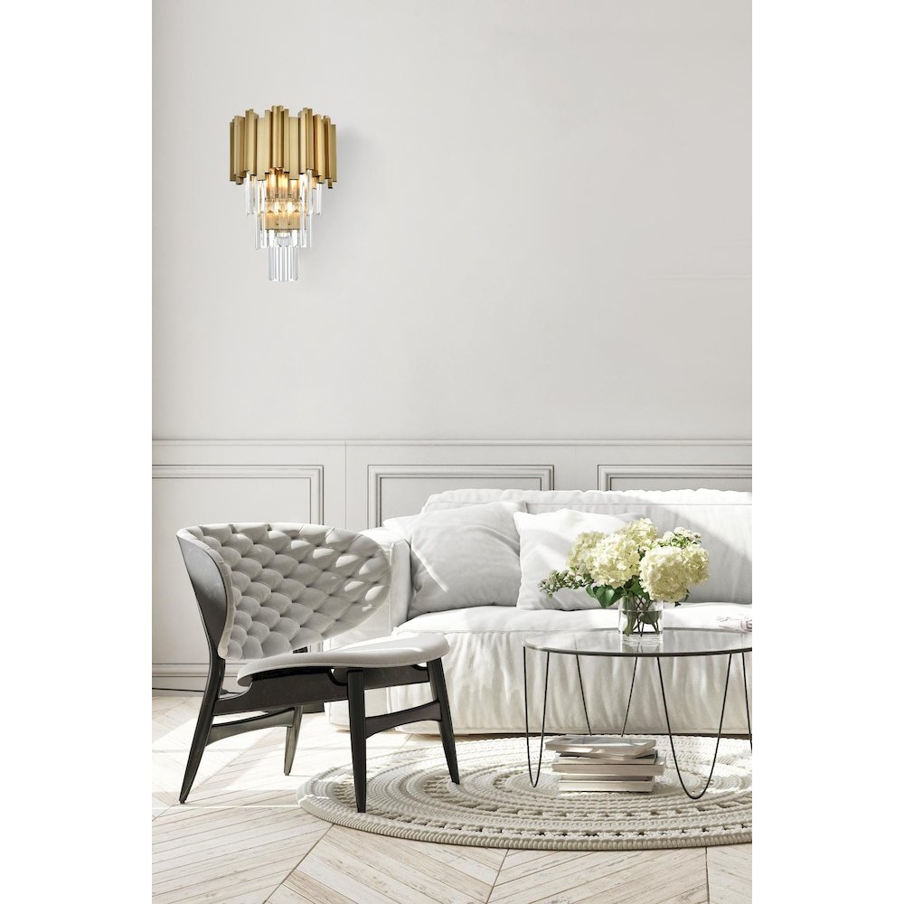 Willow 12 Inch Wall Sconce In Satin Gold. Picture 2