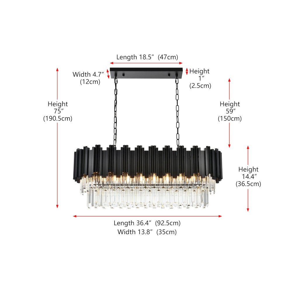 Willow 36 Inch Chandelier In Black. Picture 8